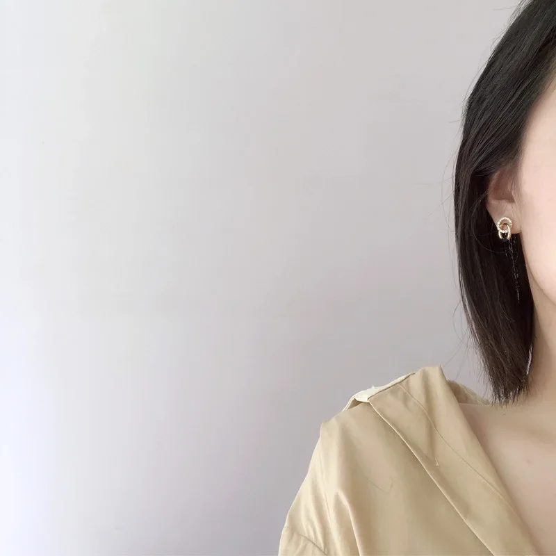 2024 новые модные классические серьги-гвоздики с двойным кругом и геометрическим