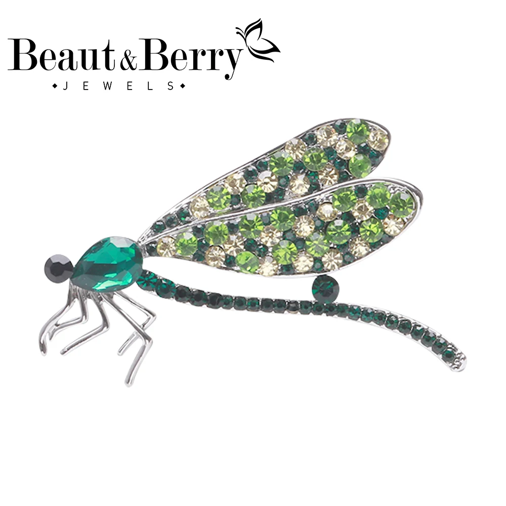 

Beaut&Berry New Dragonfly Brooches For Women Men 3-color Rhinestone Insects Party Office Brooch Pin Gifts