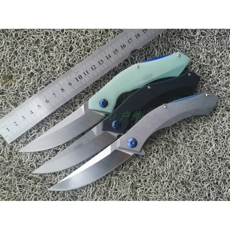 

High Quality Blue Moon Folding Knife 8cr14mov Blade G10 Handle Ball Bearing Knife