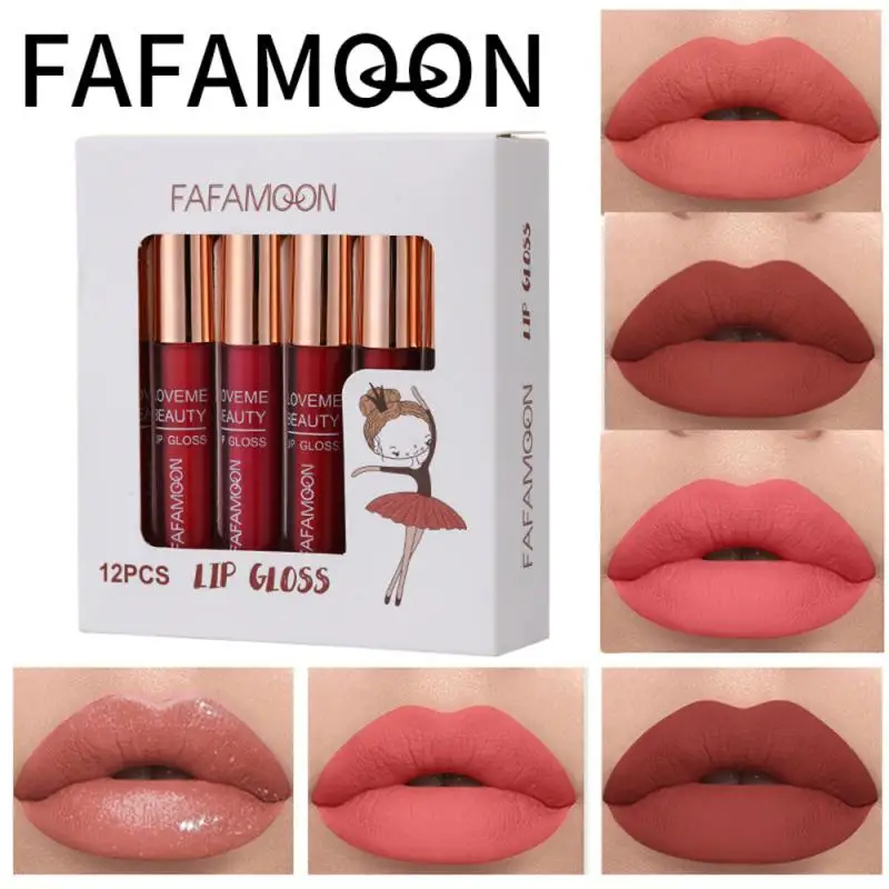 

12pcs Matte Fog Lip Gloss Set Lip Glaze Liquid Lipstick Moisturize Long Lasting Lip Tint Makeup Cosmetic Kit For Women