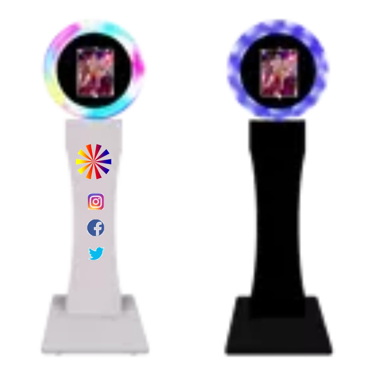 

Rotate custom Logo spin around automatic portable ring led light photobooth shell ipad photo booth shell with printer