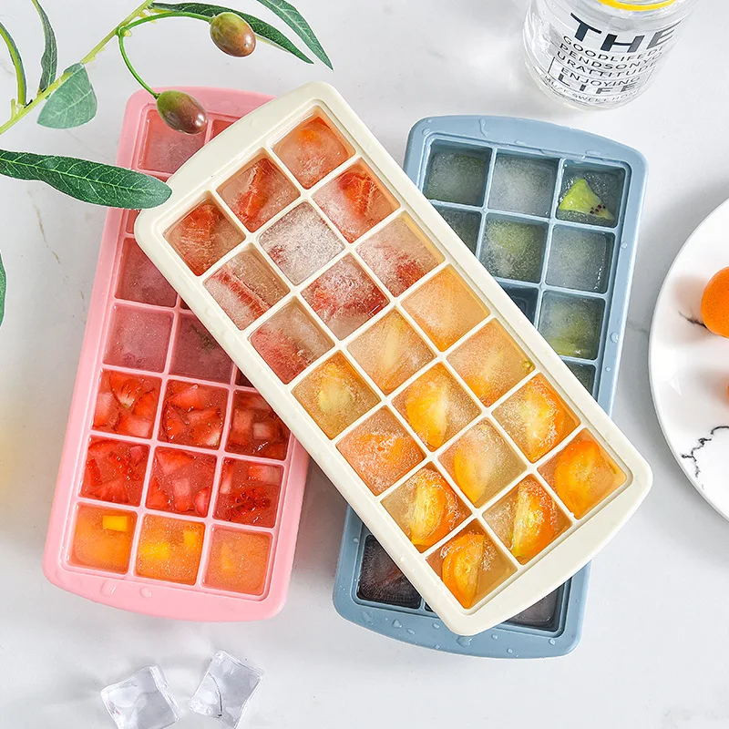 

21 Grids Ice Cube Maker Trays with Lids for Cocktail Juice Ice Cream Cold Drinks Whiskey Silicone Ice Mold Kitchen Accessories