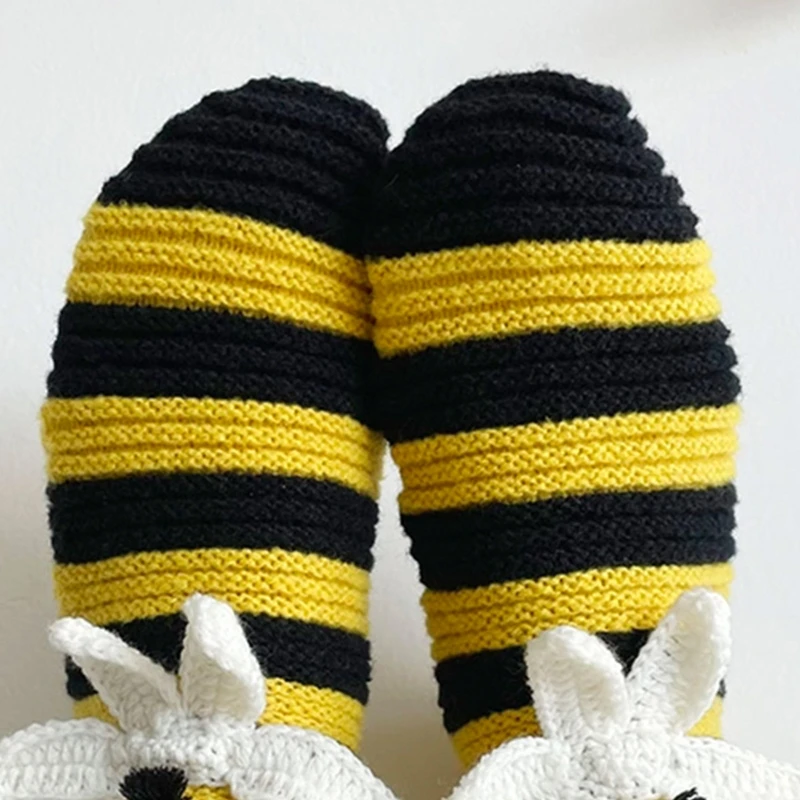 Bee Striped Socks Knit Bee Socks Funny Crochet Socks Bee Socks For Women Bee Stockings Girls Halloween Party Prop 37JB