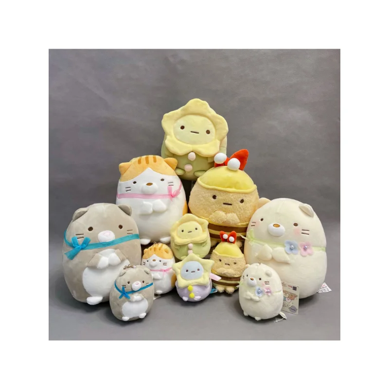 

10-30cm Kawaii's Cartoon Animal Plush Stuffed Doll Cute Cat White Bear Bee Fried Shrimp Children's Sleeping Throw Pillow Toys