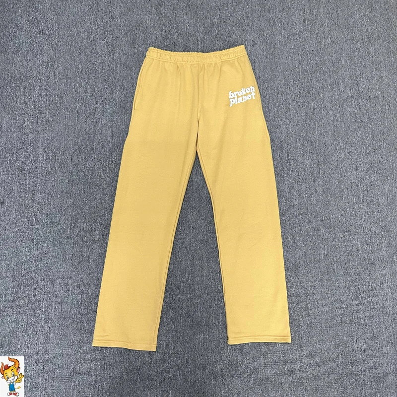 

Yellow Broken Planet Foam Print Logo Sweatpant Straight Leg Pants Men Women Kanye West Streetwear Casual Trousers