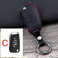 leather car remote key cover case for citroen c4 c5 for peugeot 301 308 308s 408 2008 3008 4008 5008 2017 2018 2019 accessories