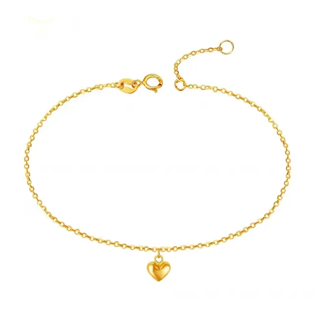 VOJEFEN 18K Pure Gold Pendant Luxury Bracelet Womens AU750 Real Golden O Chains Heart Bracelets Brands Quality Designer Jewelry 1
