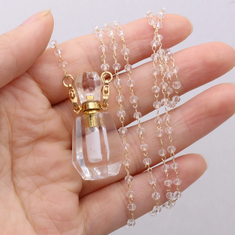 

Новое ожерелье из натурального полудрагоценного камня с прозрачным кварцем, женское праздничное украшение, подарок на праздник, цепочка с ...