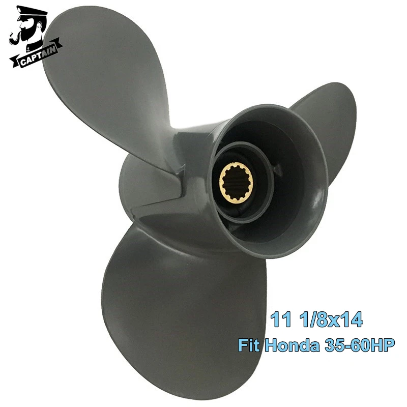 Captain Outboard Propeller 11 1/8X14 Fit Honda Boat Engine 40HP BF35A BF45A BF50D BF60A 13 Tooth Spline Aluminum 59130-ZV5-014AH