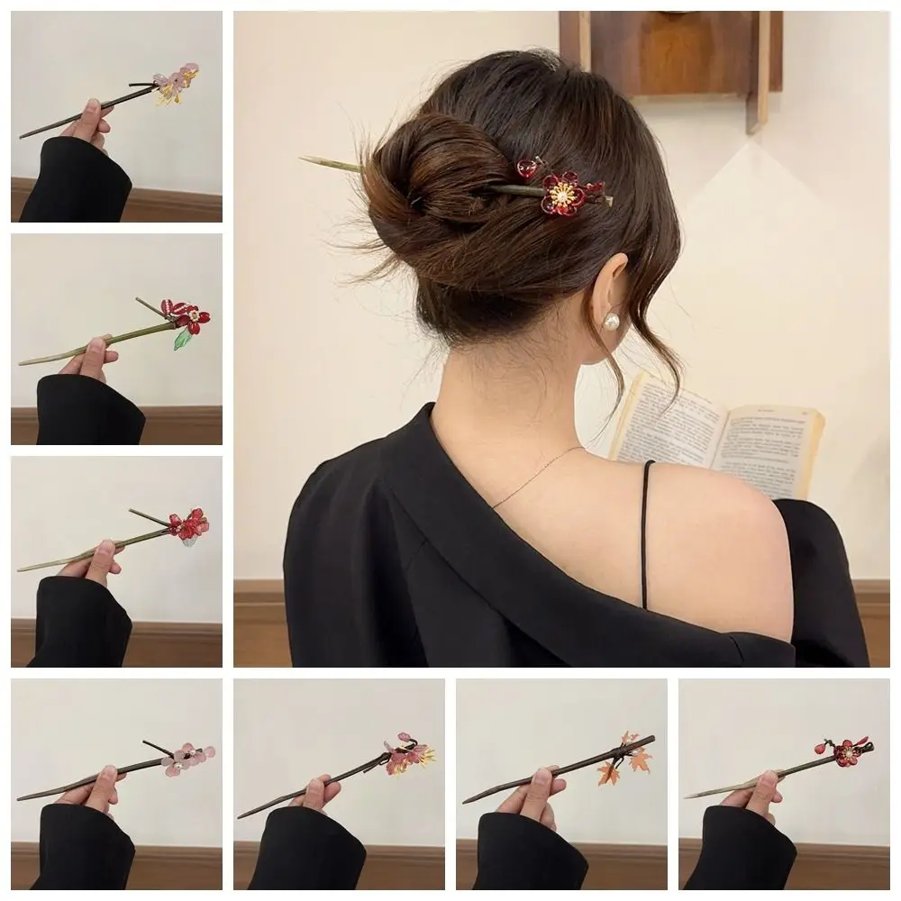 Палочки для еды в древнем стиле Ханфу кленовые листья деревянная палочка волос