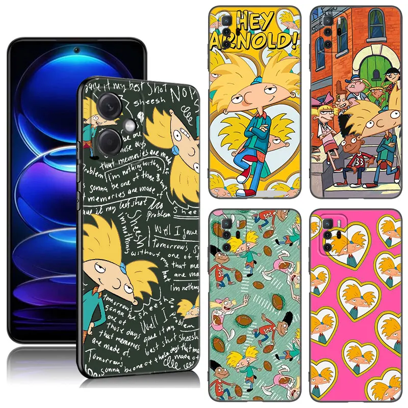

Hey Arnold Phone Case For Xiaomi Redmi Note 7 8 9 10 11 11E 11T 12 Pro 11S 4G 10T 5G 8T 9S 10S Black Silicone Cover
