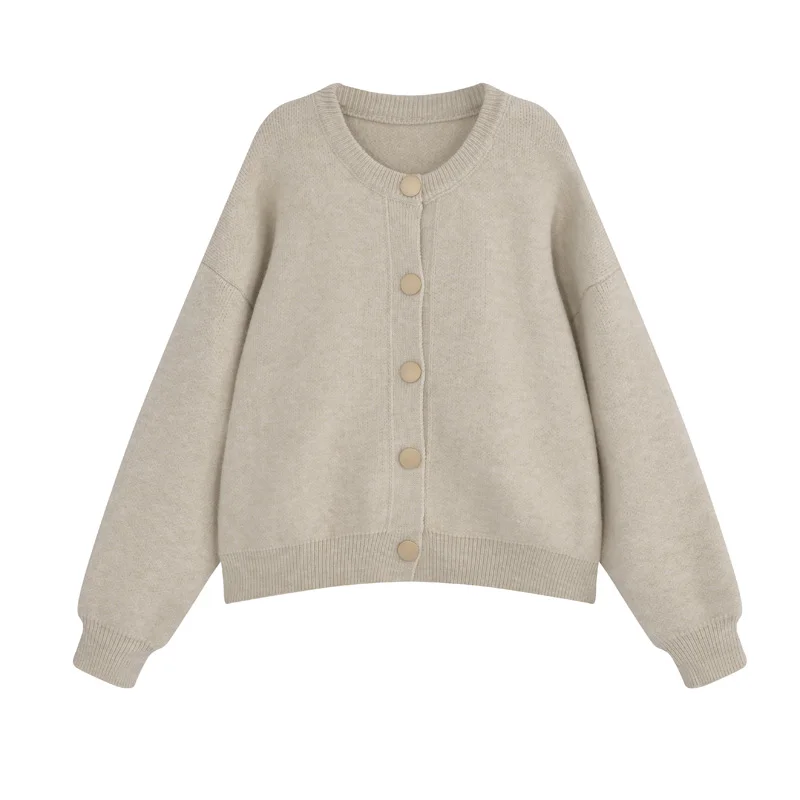 Женские теплые вязаные однотонные однобортные Свободные свитера с длинным