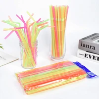 100pcs colorful disposable plastic straws neon bendable cocktail drinking straws wedding party baby shower christmas supplies