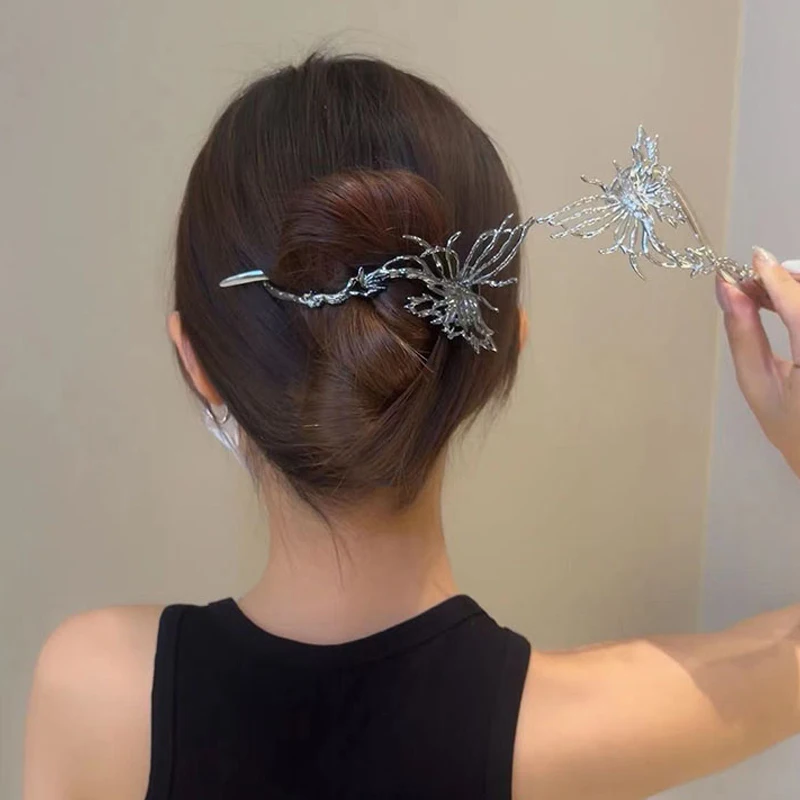 

Elegant Butterfly Headwear Hairpin Women Alloy Banana Twist Clip Back Head Plate Female Gothic Hair Wiccan Jewelry Cosplay Party