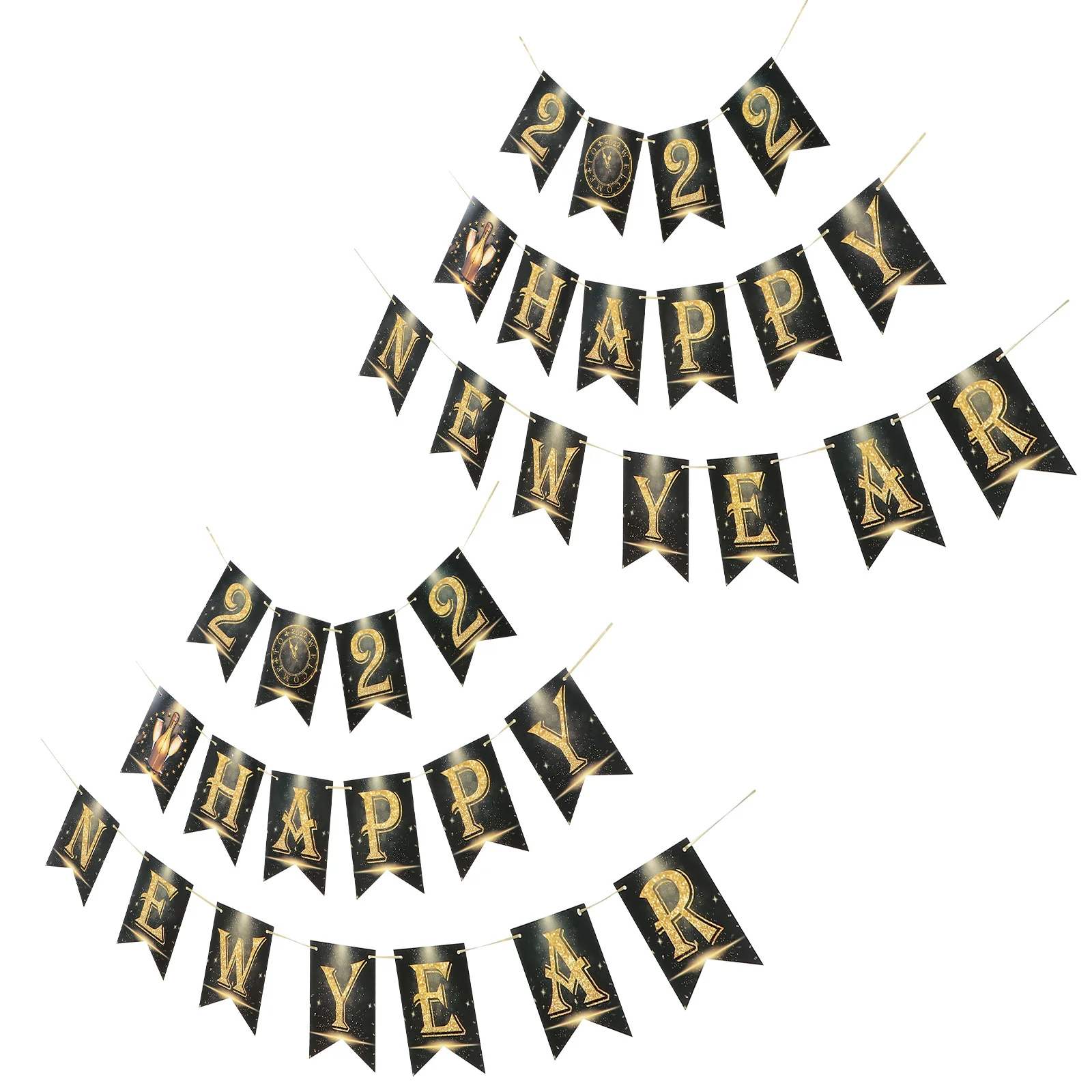 

2 Sets New Year Scene Layout Banner New Year Pulling Flag Party Banner Decor