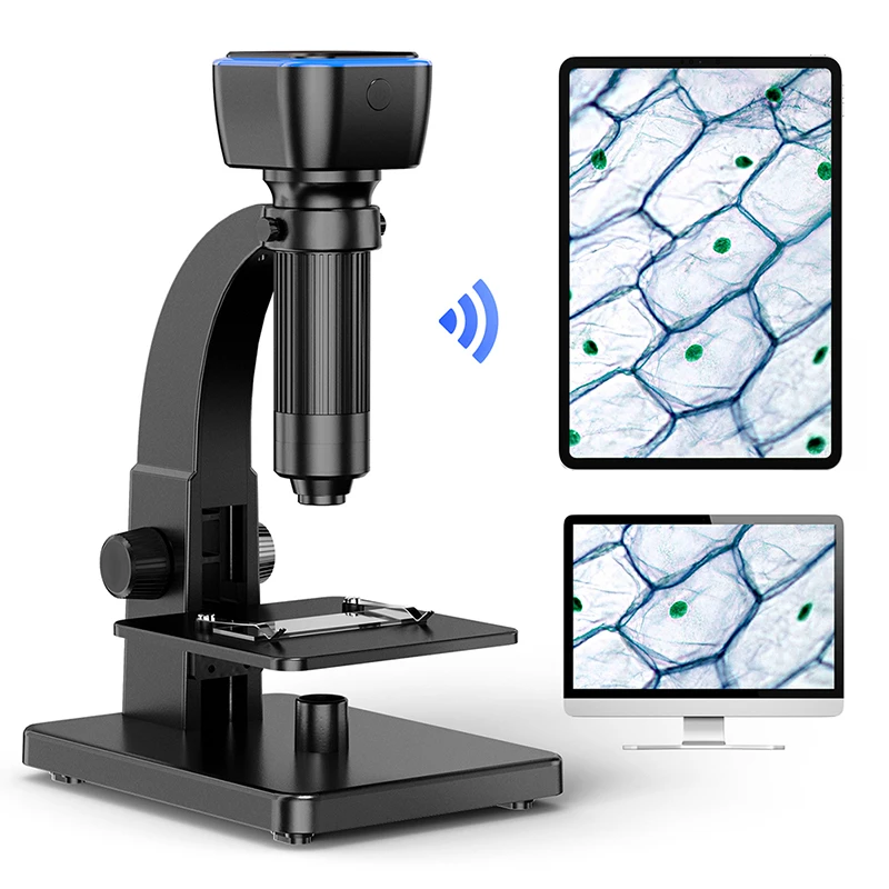 Dual Lens Wifi Digital Microscope 50-2000X Cell Microscope 5MP Microscope Camera Video for Science Observing Coin PCB Plants