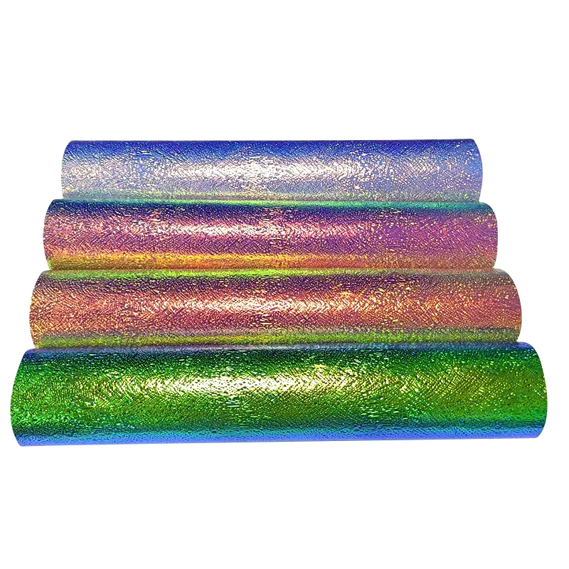 

Bird's Nest Pattern Texture Embossed PU Holographic Metallic Dichroic Faux Leather Fabric for Handbag/DIY Accessories