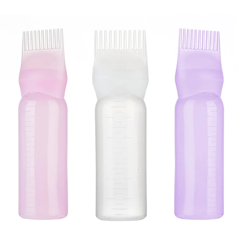 Plastic Hair Dye Refillable Bottle Applicator Comb Dispensing Salon Hair Coloring Hairdressing Styling Tool