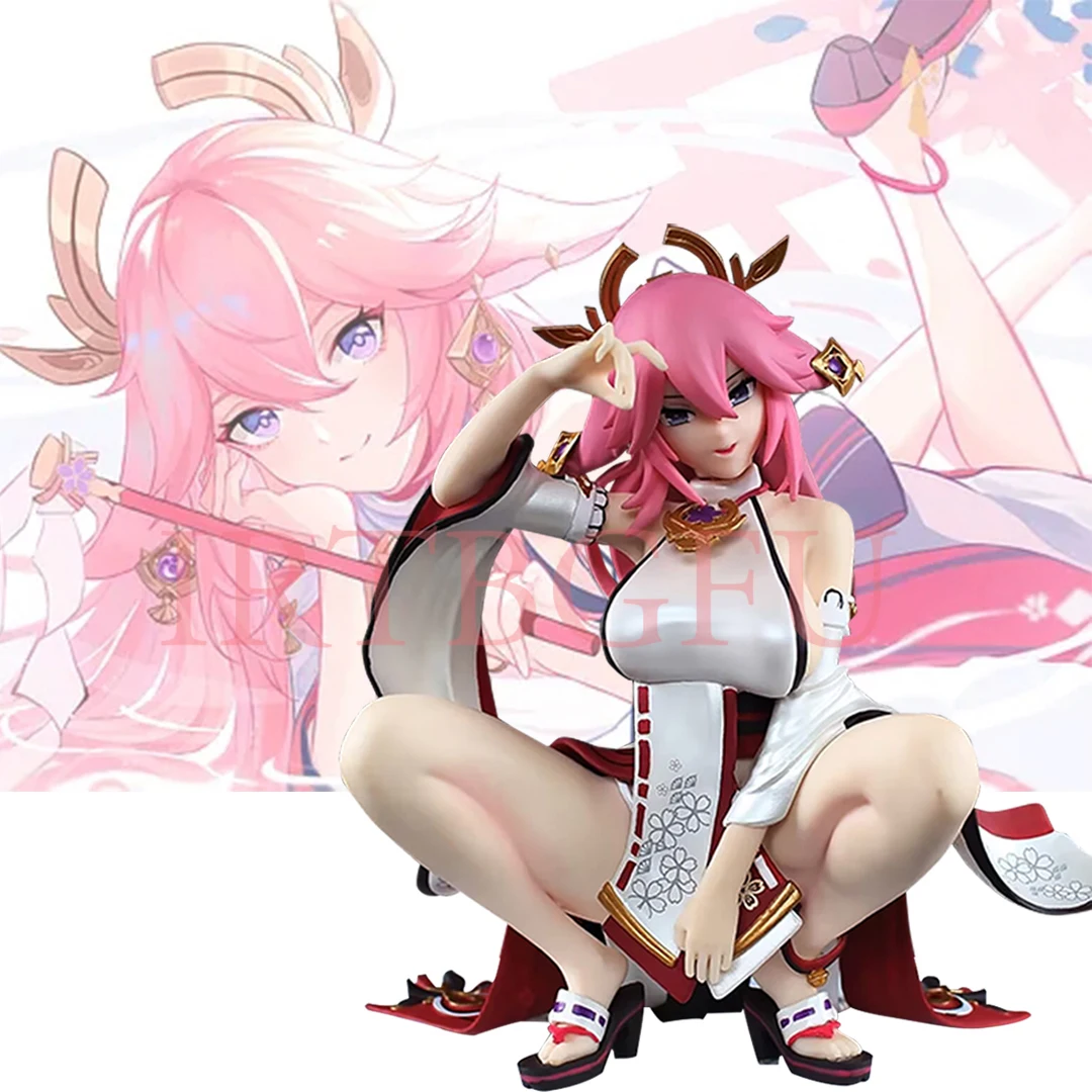 

Genshin Impact Figure Squatting Yae Miko Figure Fox Generation 2 PVC Action Figure Collection Desktop Model Toys Doll Kids Gifts
