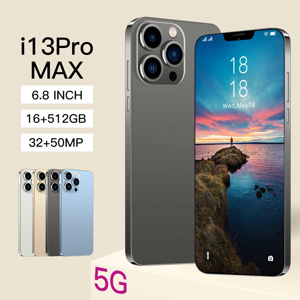 

Новый i13 Pro Max 6,8 дюймовый Гальванизированный стеклянный чехол для задней панели Android 11 Многофункциональный Смартфон