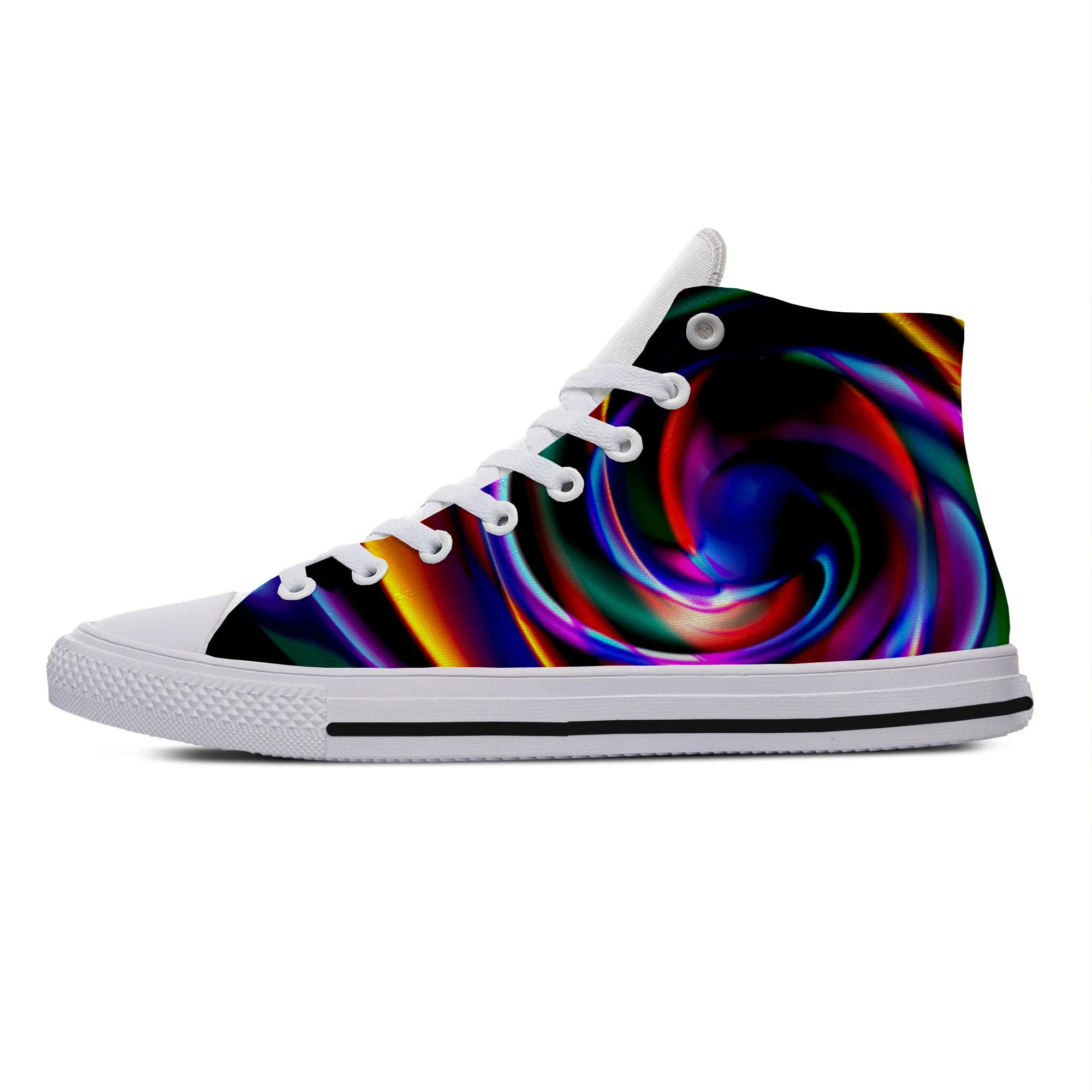 

Hot Colorful Vortex Tie Dye Swirl Abstract Rainbow Fashion High Top Canvas Shoes Men Women Casual Classic Sneakers Board Shoes