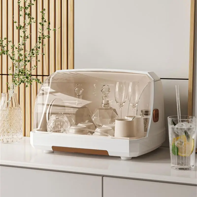 

Desktop Cup Storage Rack Dish Bowl Drying Rack Drainer Dustproof Cup Holder Tableware Storage Box With Lid Kitchen Accessories