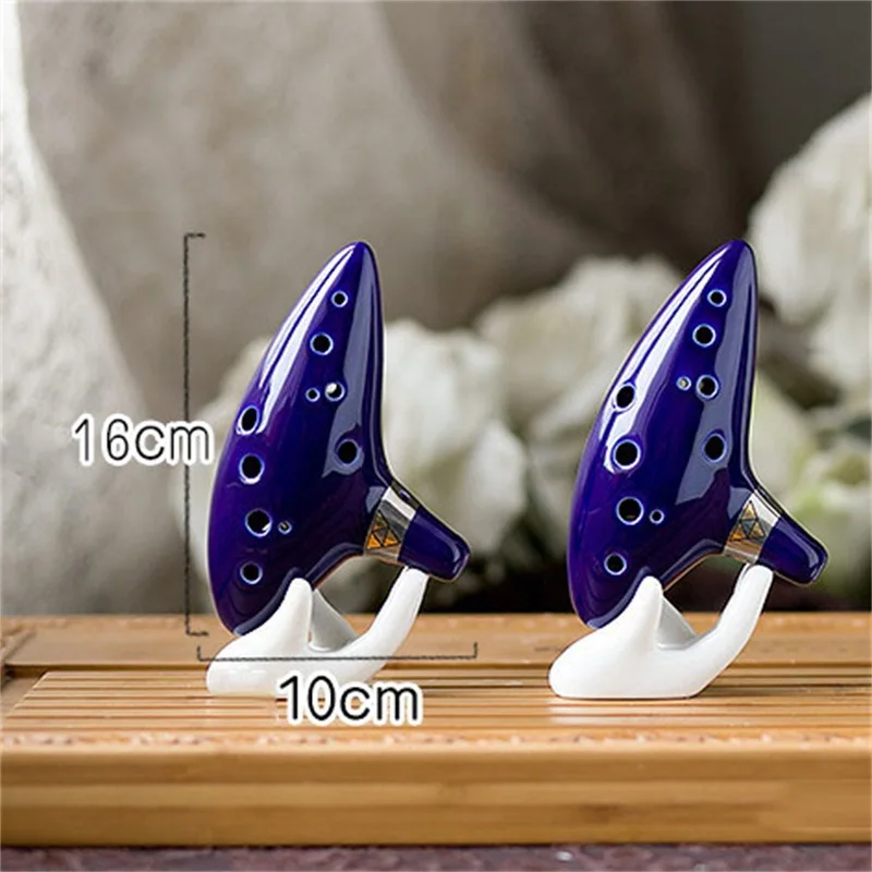 One Set 12 Hole Legend Of Ocarina Ceramic Alto C Tone Piccolo Orff Music Instrument For Zelda Fans With Accessories Dark Blue