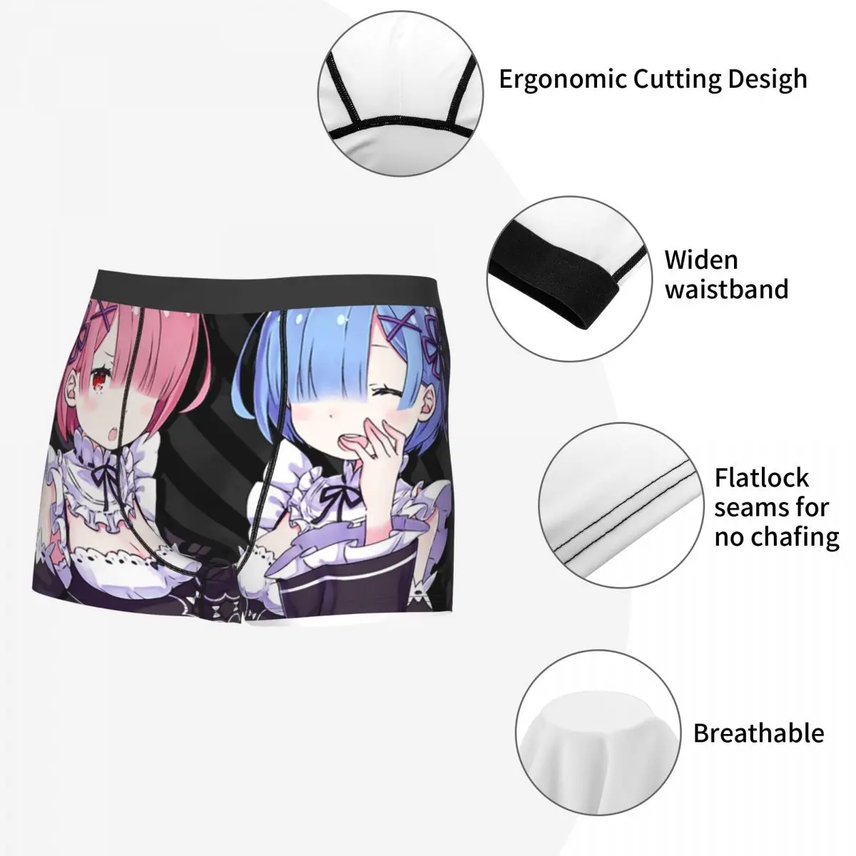 Мужские трусы-боксеры Re Zero с 3D-принтом дышащее нижнее белье в стиле аниме манга
