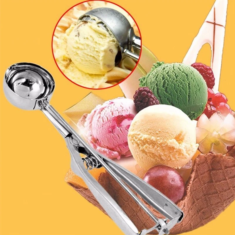 

Ice Cream Scoop 4,5,6Cm Stainless Steel with Trigger Cookie Scoop Spoon Melon Baller Frozen Cooking Tools Dough Spoon Scooper