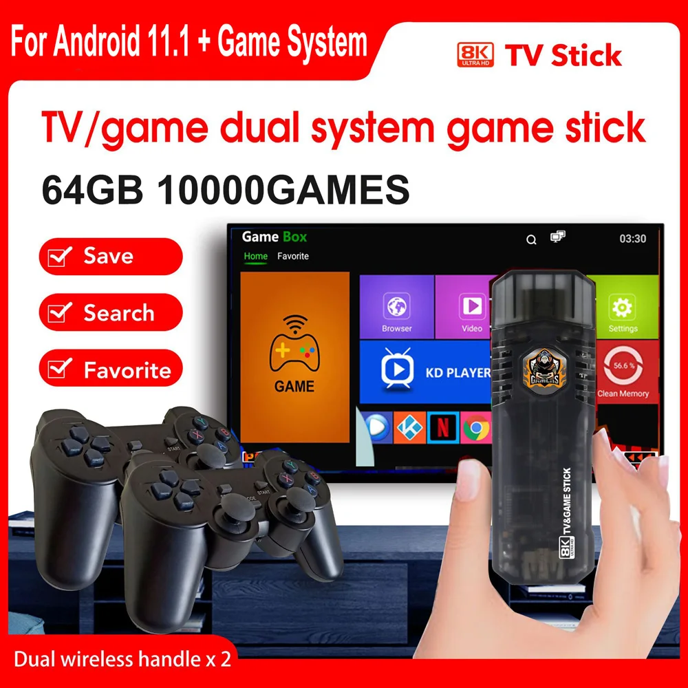 Игровая Консоль X8 4K С Двойным Мини-телевизором Видео Android TV Stick Для Netflix YouTube 1000