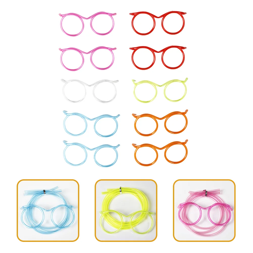 

Straws Straw Glasses Drinking Party Kids Eyeglasses Crazy Flexible Novelty Frame Fun Funny Reusable Silly Eyeglass Forfavors