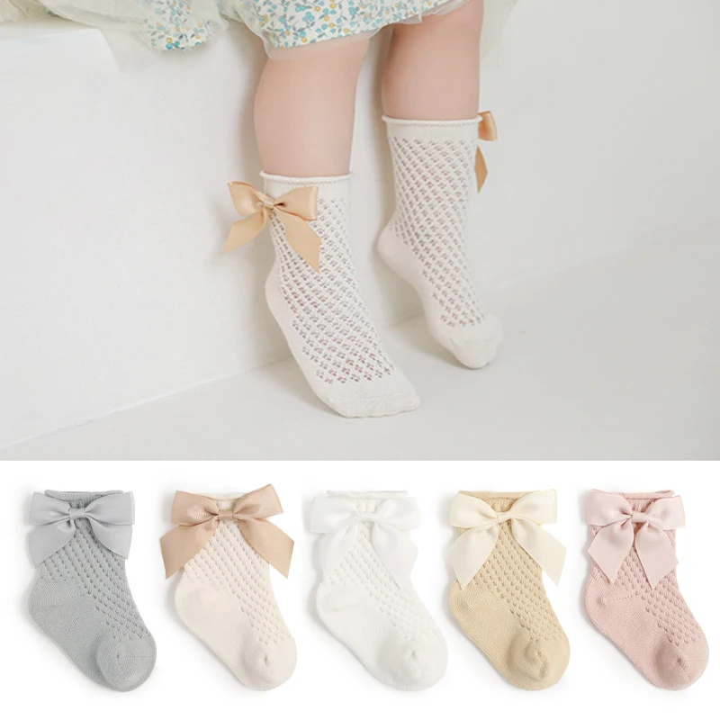 

Children Big Bow Socks Kids Girls Princess Toddlers Long Knee High Socks Hollow Out Baby Floor Spanish Pineapple Style Socken