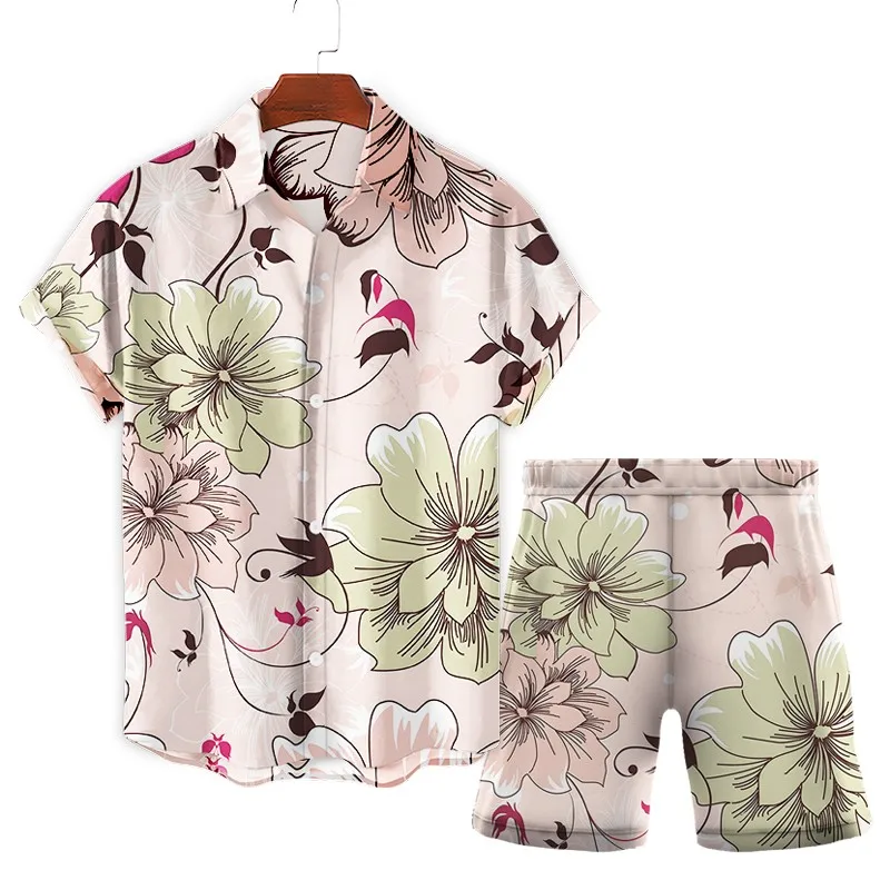 

New 3D Digital Printed Men's Hawaiian Shirt Beach Shirt Fashion Summer Harajuku Casual Oversized Streetwear Shirt Set