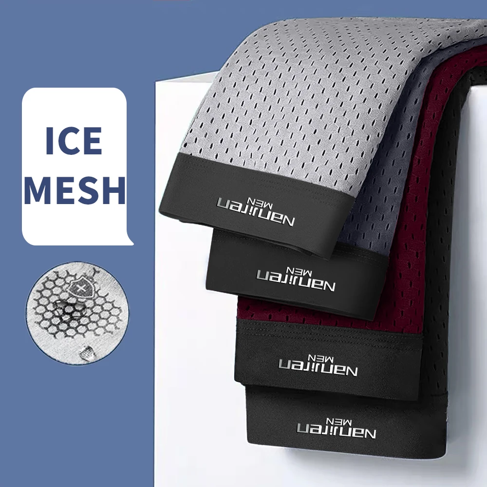 Boxers Men Ice Silk Mesh Boxer Shorts Underwear men Men's panties Boxers Homme Boxershorts Plus Size Panties Sexy Underpants