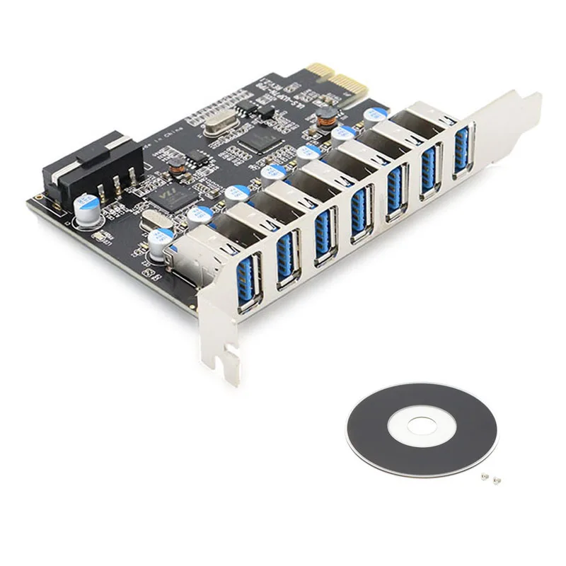

Super Speed PCIE 7 Port USB 3.0 Adapter Card With 4PIN IDE Molex Power Connector NEC Host Controller PCI-E Express Card