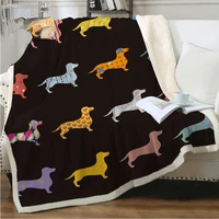 beddingoutlet dachshund sherpa fleece blanket cartoon colorful plush throw blanket for kid adult dog puppy thin quilt drop ship