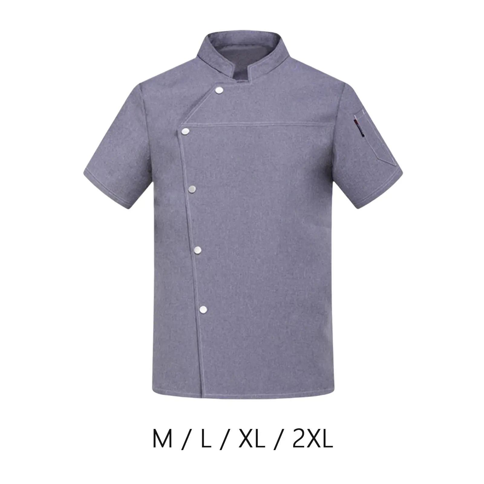 

Chef Coat Jacket Short Sleeve Top Comfortable Cooker Clothing Waiter Waitress Apparel Classic Workwear for Food Service Catering