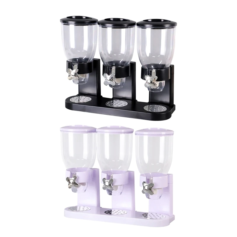 

K92A Triple Dry Food Dispenser with Lid Multifunction Storage Organizer Container