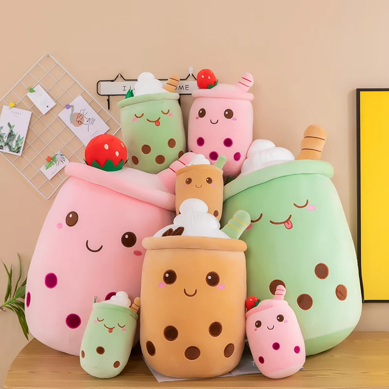 Фото Bubble Tea Boba Plushie Kawaii Декор комнаты Плюшевая игрушка Мягкое мороженое Еда Чай с молоком Мягкая подушка для объятий Подарок на день рождения для детей №3