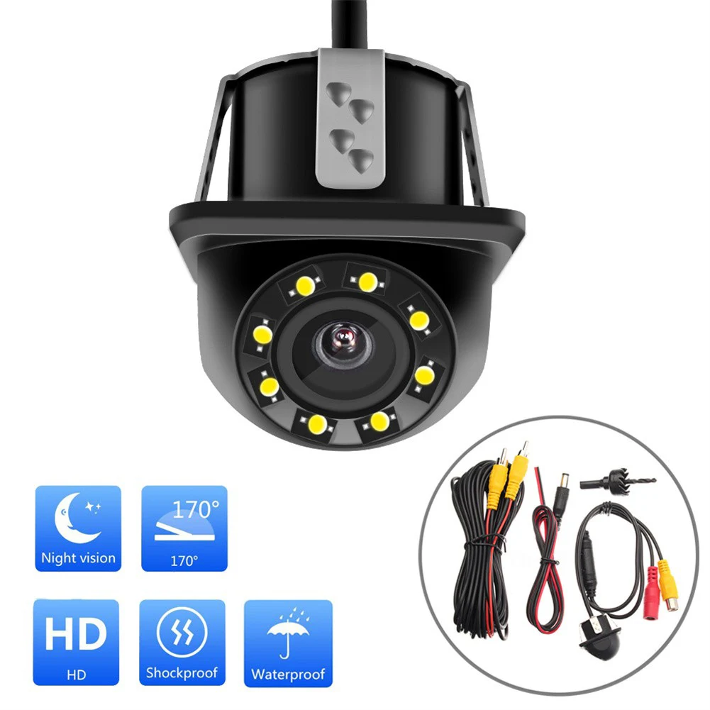 

170° HD CMOS Car Rear View Backup Reverse Camera 8-LED Night Vision Waterproof Car Rear View Camera Shockproof Dust-proof