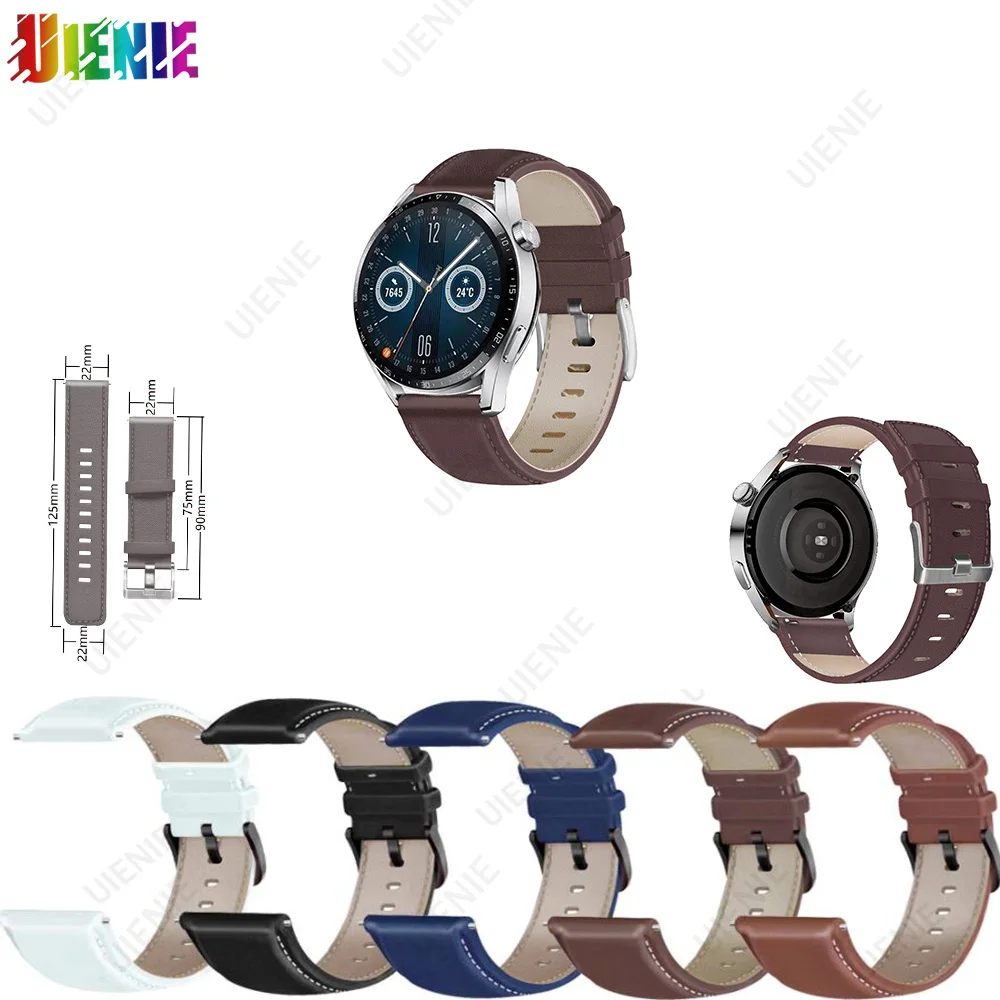 

High Quality Leather Strap 22mm For Huawei Watch 3 / 3 Pro / GT 2 Pro / GT2 46mm Smart Watch Leather Band Bracelet Wrist Straps