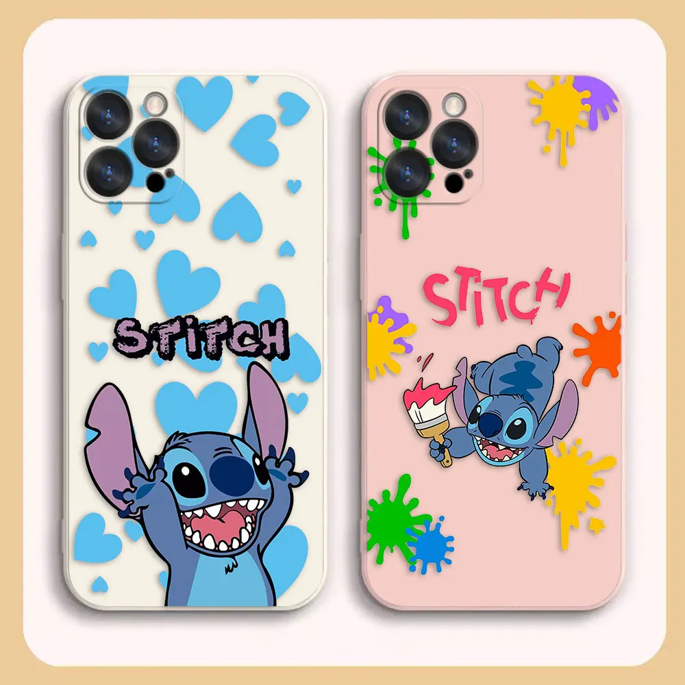 

Case For iPhone 14 13 12 11 Pro XS Max Mini X XR 7 8 6 6S Plus Colour Simple Liquid Silicone Case Disney Lilo And Stitch