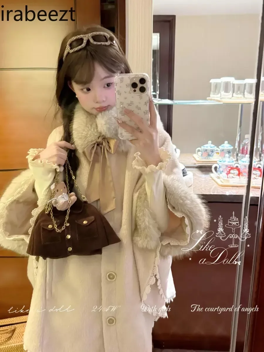 Модный дизайн меховая накидка средней длины пальто Ropa Invierno 2024 элегантная