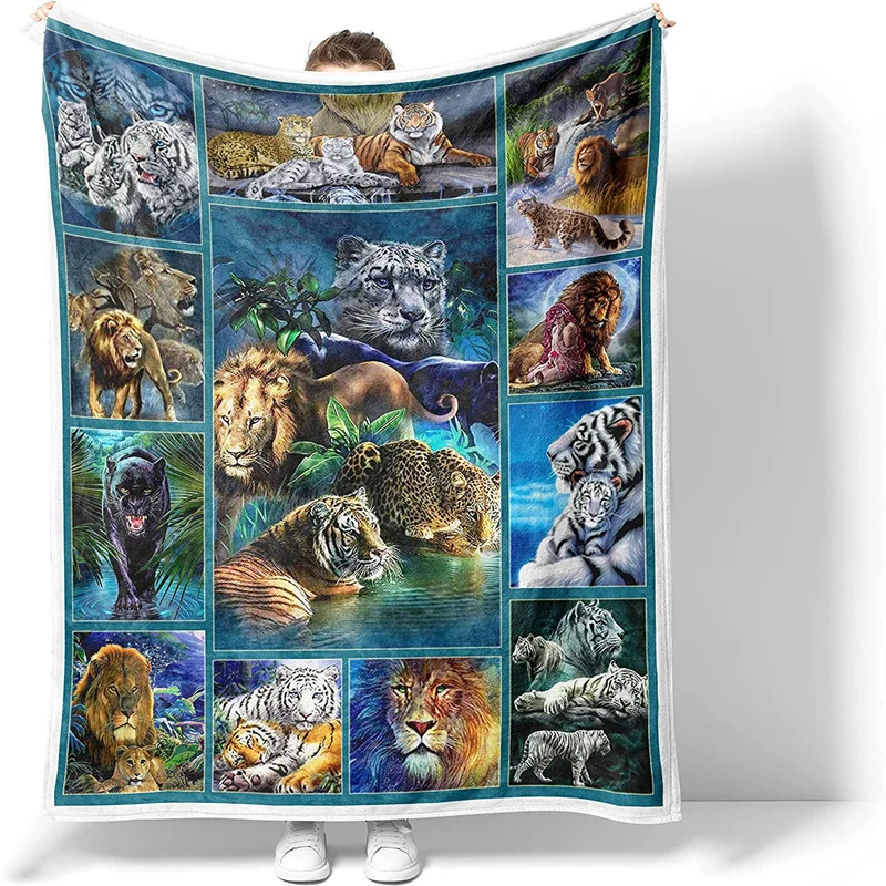 

Lion Tiger Panther Dinosaur Throw Blankets, Ultra Soft Lightweight Plush Flannel Throws for Men Women Boys Girls Kids
