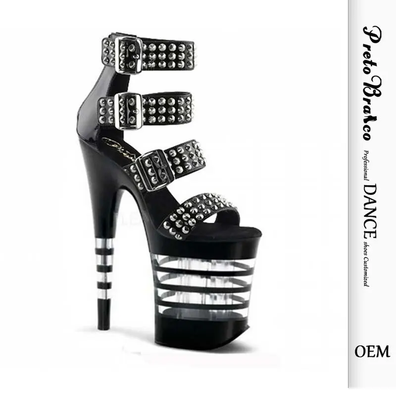 

Women's Shoes Fish Mouth High Heel Thin Heel Leaky Toe Sandals Rivets Versatile Dance Shoes 20cm Heel 10cm Platform YKC