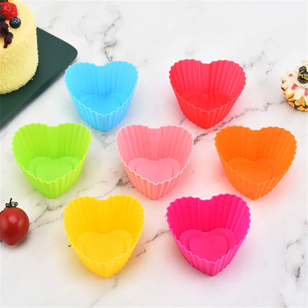 

Baking Tool Silicone Cake Mold Cake Biscuit Pudding Bowl Egg Tart Heart-shaped Marphin Cup Kitchen Accessories Cake Cup