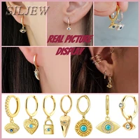 copper new blue zircon devils eye mini drop earrings for women gold plated punk retro pandent jewelry small stud earrings 2022