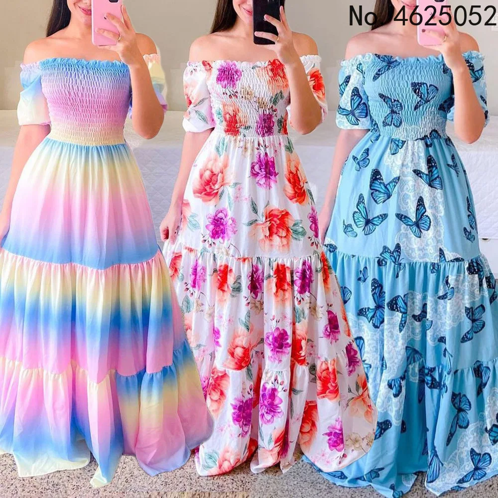 

Летнее сексуальное длинное платье без бретелек 2022, африканские Дашики с принтом, платья в стиле бохо для женщин, модная облегающая одежда из...