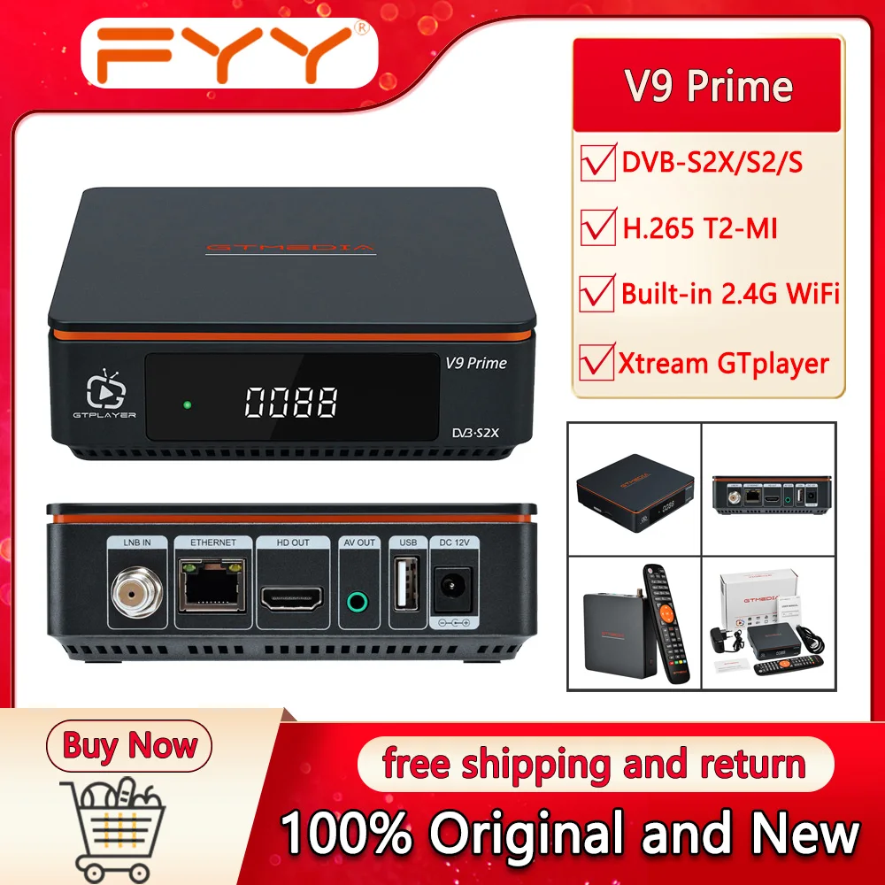 GTmedia V9 Prime Спутниковый ТВ-ресивер DVB-S / S2 S2X 1080P HD Цифровой декодер H.265 HEVC 10-битный