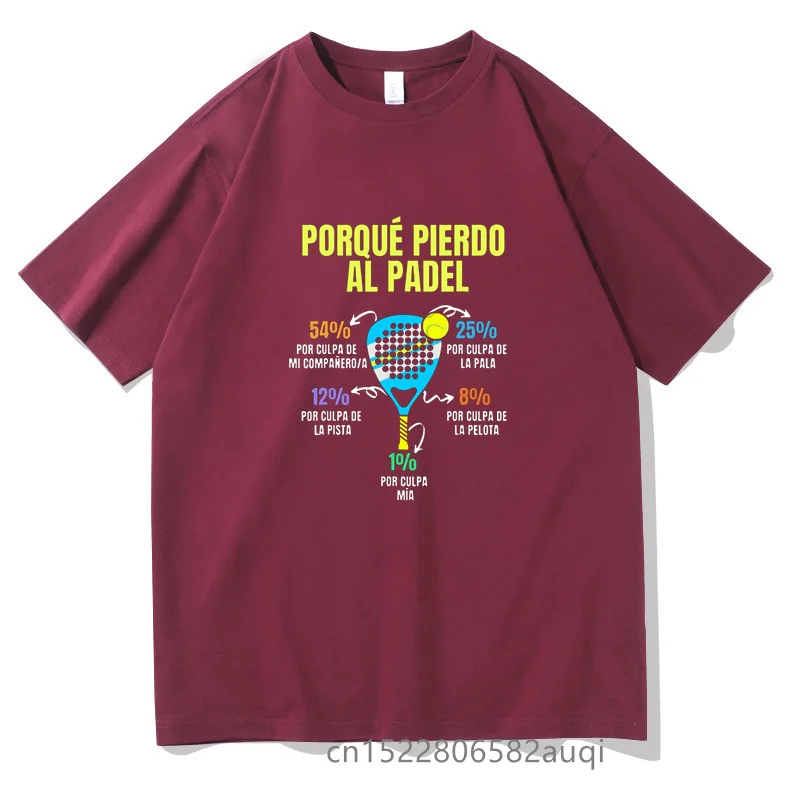 

Padel Divertido T-shirt Porque Pierdo Al Padel Funny T-shirts Men 2022 Summer 100% Cotton Hip Hop Tops Tees Boy Dady Streewear